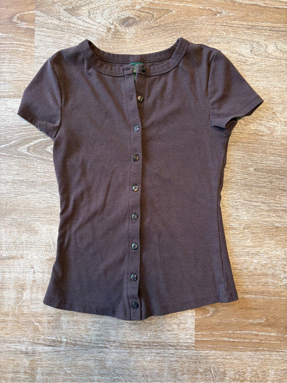 wild fable Short Sleeve Button-Front Top - Dark Brown